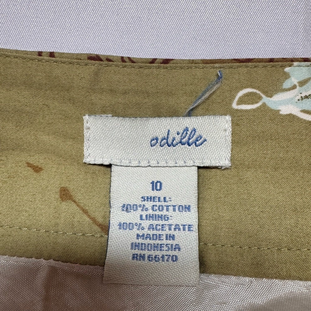 Anthropologie Odille Bird Floral Print A-line Skirt‎ Women Size 10 Goblincore - Picture 8 of 11